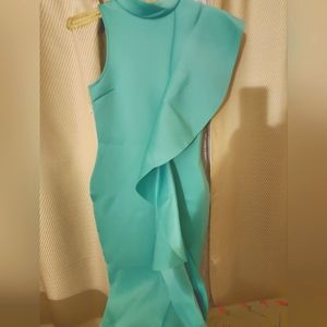Bodycon Ruffle Dress Turquoise